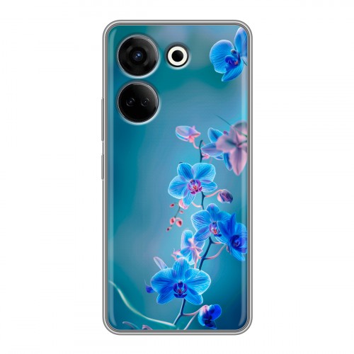 Дизайнерский силиконовый чехол для Tecno Camon 20 Голубые цветы