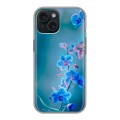 Дизайнерский силиконовый чехол для Iphone 15 Голубые цветы