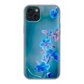 Дизайнерский силиконовый чехол для Iphone 15 Plus Голубые цветы