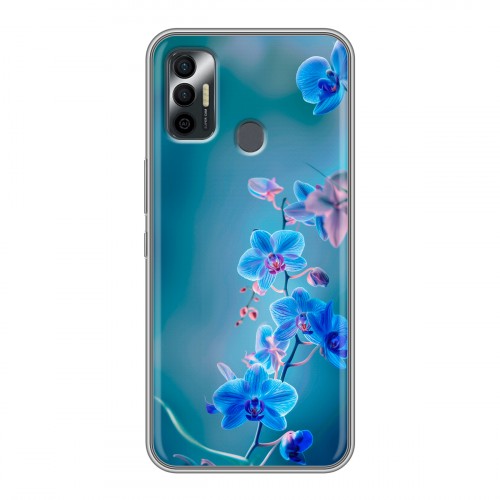 Дизайнерский силиконовый чехол для Tecno Spark 7 Голубые цветы