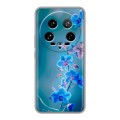 Дизайнерский силиконовый чехол для Xiaomi 14 Ultra Голубые цветы