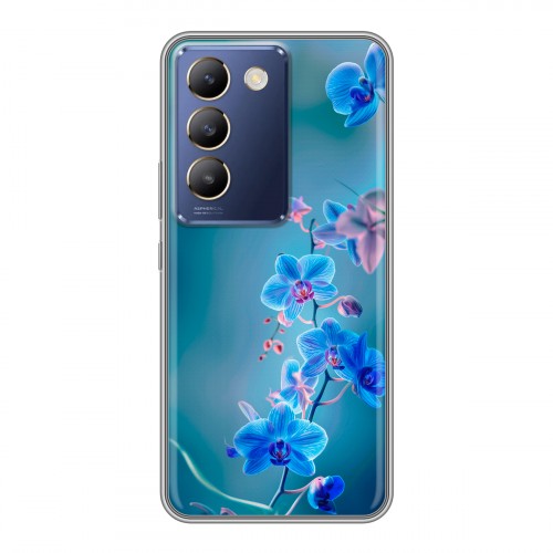 Дизайнерский силиконовый чехол для Vivo V30 Lite Голубые цветы