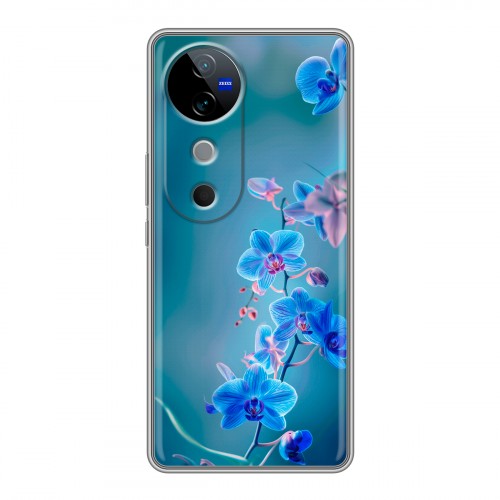 Дизайнерский силиконовый чехол для Vivo V40 5G Голубые цветы