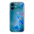 Дизайнерский силиконовый чехол для Iphone 16 Голубые цветы
