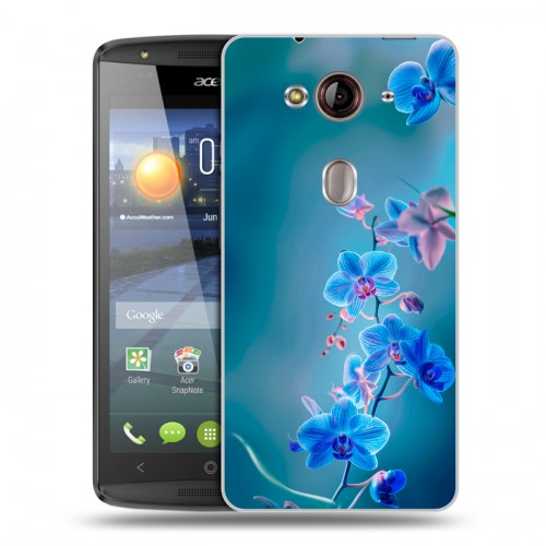 Дизайнерский пластиковый чехол для Acer Liquid E3 Голубые цветы