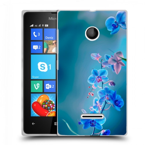 Дизайнерский пластиковый чехол для Microsoft Lumia 435 Голубые цветы