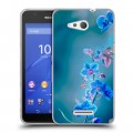 Дизайнерский пластиковый чехол для Sony Xperia E4g Голубые цветы