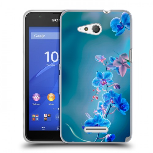 Дизайнерский пластиковый чехол для Sony Xperia E4g Голубые цветы