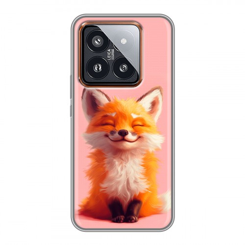 Дизайнерский силиконовый чехол для Xiaomi 14 Pro милая лиса