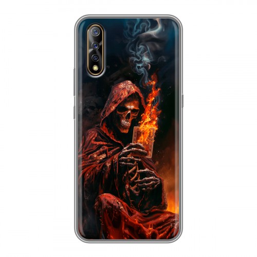 Полупрозрачный дизайнерский силиконовый с усиленными углами чехол для Vivo V17 Neo Скелет и карты