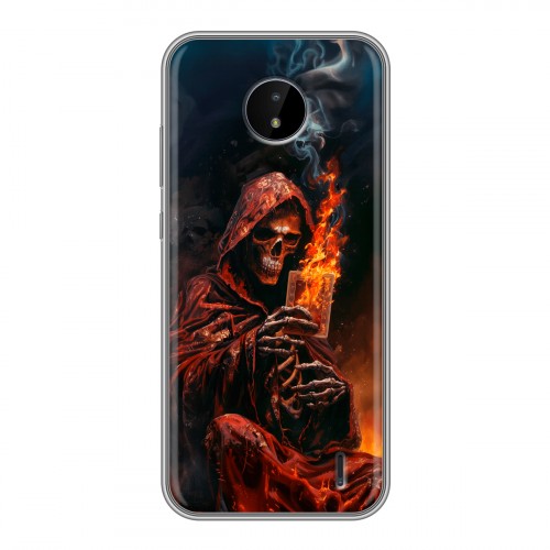 Полупрозрачный дизайнерский пластиковый чехол для Nokia C20 Скелет и карты