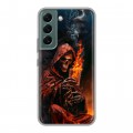Полупрозрачный дизайнерский пластиковый чехол для Samsung Galaxy S22 Скелет и карты
