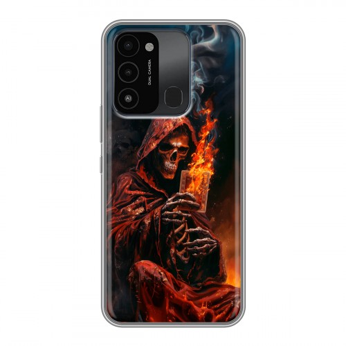 Полупрозрачный дизайнерский силиконовый с усиленными углами чехол для Tecno Spark Go 2022 Скелет и карты