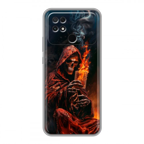 Полупрозрачный дизайнерский силиконовый чехол для Xiaomi Poco C40 Скелет и карты