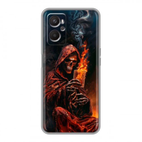 Полупрозрачный дизайнерский силиконовый с усиленными углами чехол для OPPO A96 Скелет и карты