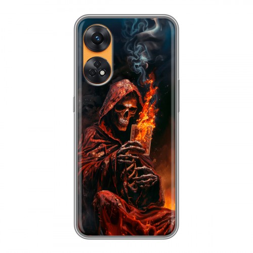 Полупрозрачный дизайнерский пластиковый чехол для OPPO Reno8 T Скелет и карты