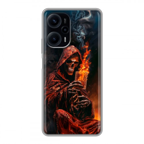 Полупрозрачный дизайнерский пластиковый чехол для XIaomi Poco F5 Скелет и карты