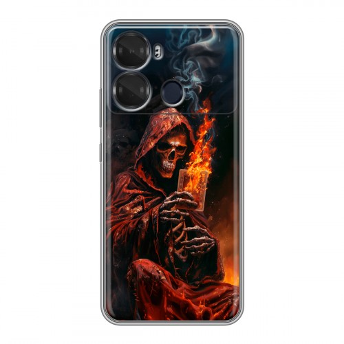 Полупрозрачный дизайнерский пластиковый чехол для Itel P40 Скелет и карты