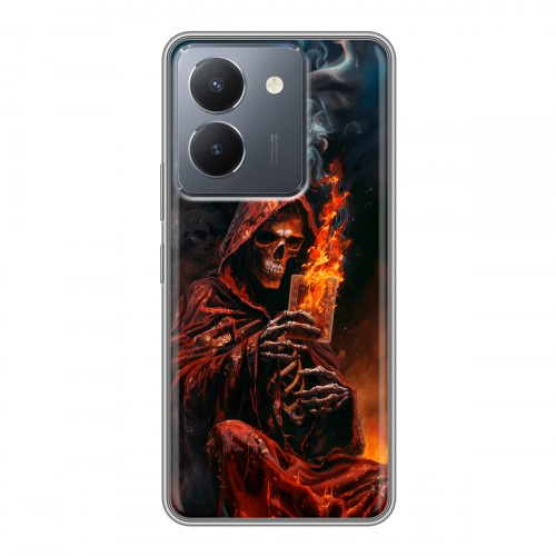 Полупрозрачный дизайнерский пластиковый чехол для Vivo Y36 Скелет и карты