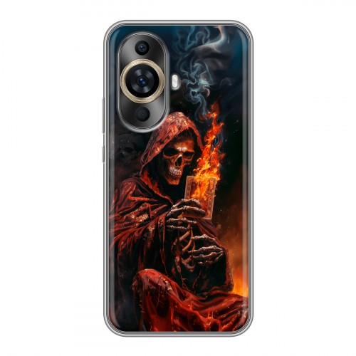 Полупрозрачный дизайнерский силиконовый чехол для Huawei Nova 11 Скелет и карты