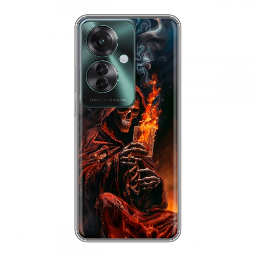 Полупрозрачный дизайнерский пластиковый чехол для Oppo Reno 11F Скелет и карты