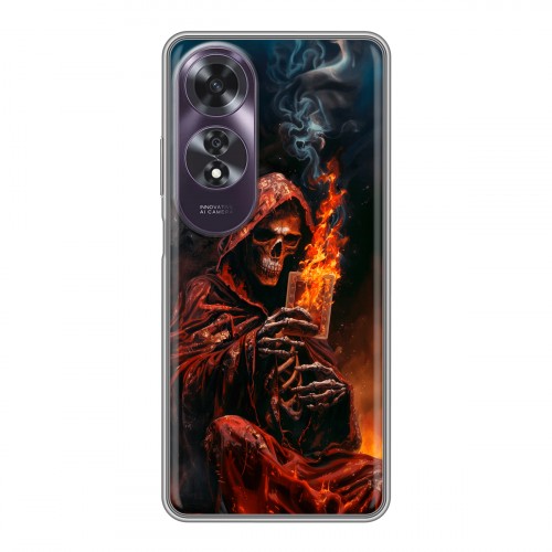 Полупрозрачный дизайнерский пластиковый чехол для OPPO A60 Скелет и карты