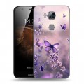 Дизайнерский пластиковый чехол для Huawei G8 бабочки и лаванда