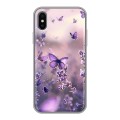 Дизайнерский силиконовый чехол для Iphone x10 бабочки и лаванда