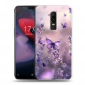 Дизайнерский пластиковый чехол для OnePlus 6 бабочки и лаванда