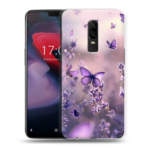 Дизайнерский пластиковый чехол для OnePlus 6 бабочки и лаванда