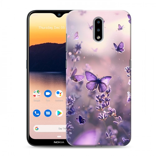 Дизайнерский силиконовый чехол для Nokia 2.3 бабочки и лаванда