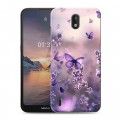Дизайнерский силиконовый чехол для Nokia 1.3 бабочки и лаванда