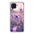 Дизайнерский силиконовый чехол для Samsung Galaxy A22 бабочки и лаванда