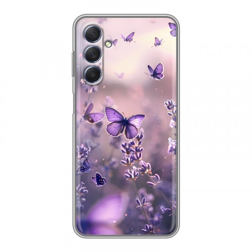 Дизайнерский силиконовый чехол для Samsung Galaxy M54 бабочки и лаванда