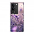 Дизайнерский силиконовый с усиленными углами чехол для Vivo V29 бабочки и лаванда
