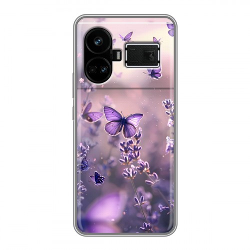 Дизайнерский силиконовый чехол для Realme GT5 бабочки и лаванда