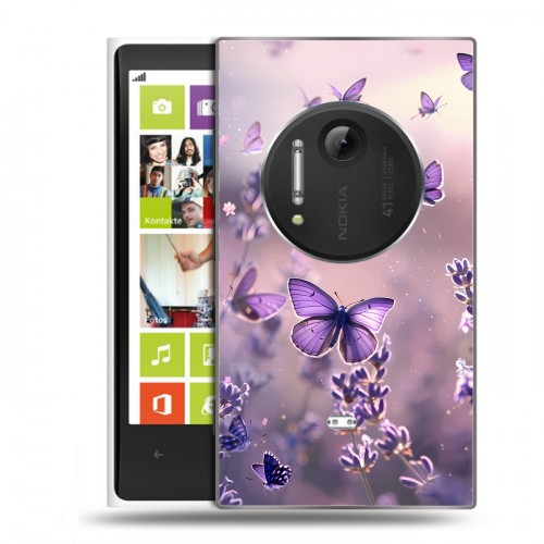Дизайнерский силиконовый чехол для Nokia Lumia 1020 бабочки и лаванда