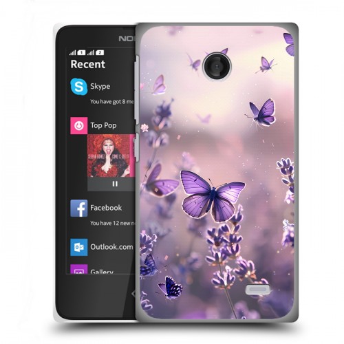Дизайнерский пластиковый чехол для Nokia X бабочки и лаванда