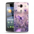 Дизайнерский пластиковый чехол для Acer Liquid E3 бабочки и лаванда