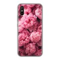 Полупрозрачный дизайнерский силиконовый чехол для Xiaomi RedMi 9A цветы пионы