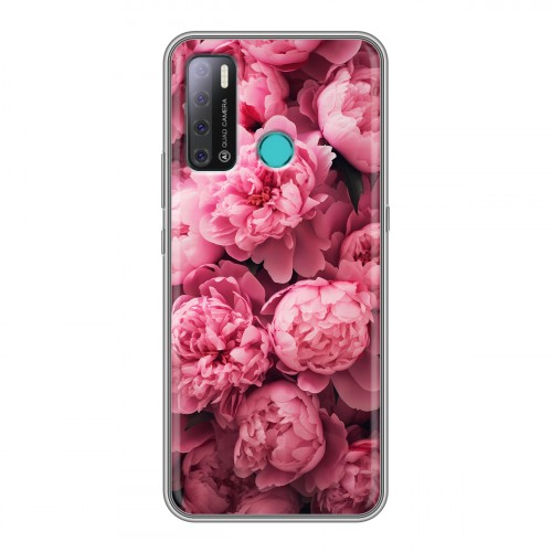 Полупрозрачный дизайнерский силиконовый с усиленными углами чехол для Tecno Pouvoir 4 цветы пионы