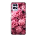 Полупрозрачный дизайнерский силиконовый чехол для Realme 8i цветы пионы
