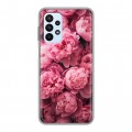 Полупрозрачный дизайнерский силиконовый чехол для Samsung Galaxy A23 цветы пионы