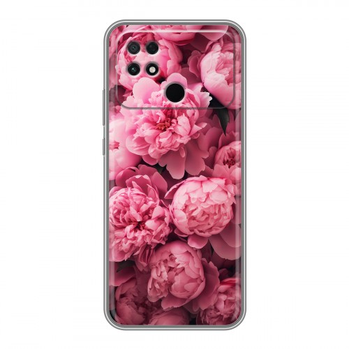 Полупрозрачный дизайнерский силиконовый чехол для Xiaomi Poco C40 цветы пионы