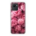 Полупрозрачный дизайнерский пластиковый чехол для Realme C30 цветы пионы