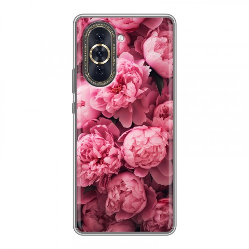 Полупрозрачный дизайнерский пластиковый чехол для Huawei Nova 10 цветы пионы