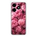Полупрозрачный дизайнерский силиконовый с усиленными углами чехол для Tecno Spark 10 цветы пионы