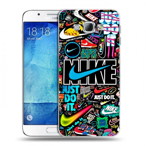 Дизайнерский пластиковый чехол для Samsung Galaxy A8 найк nike черный