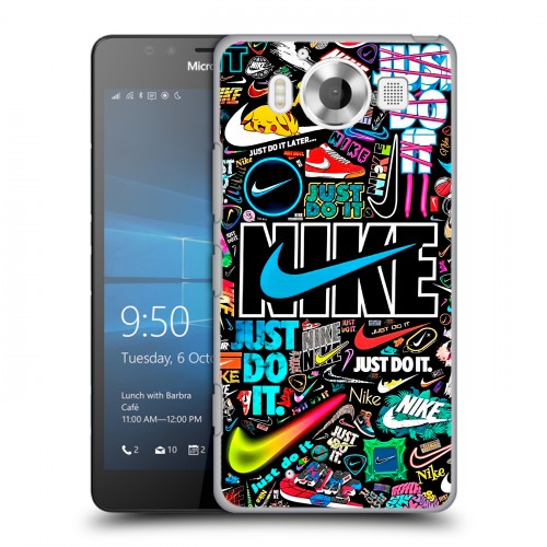 Дизайнерский пластиковый чехол для Microsoft Lumia 950 найк nike черный