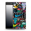 Дизайнерский пластиковый чехол для Sony Xperia E5 найк nike черный